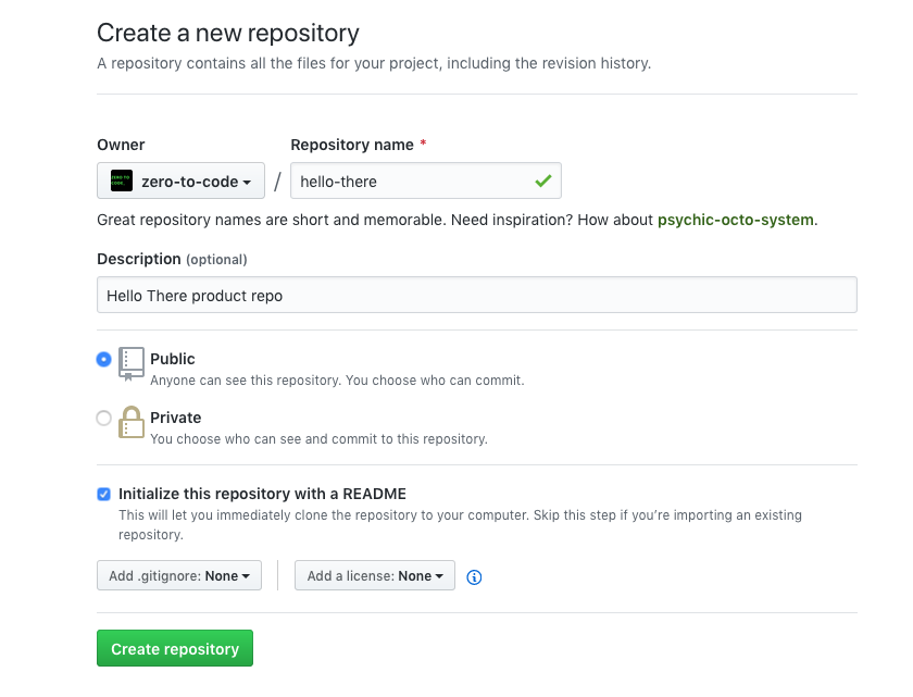 Give the new repository a name.